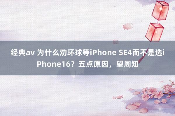 经典av 为什么劝环球等iPhone SE4而不是选iPhone16？五点原因，望周知